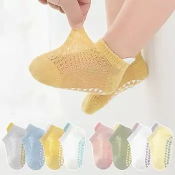 4 пары летних детских носков для мальчиков и девочек, модные простые стильные детские носки до щиколотки, тонкие нескользящие носки из мягкой хлопковой сетки S