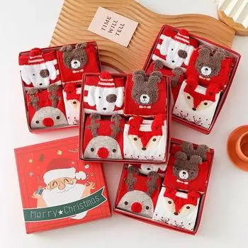 4 пары/лот повседневные рождественские носки женские носки с мультяшными животными хлопковые носки с новым годом Санта-Клаус рождественский подарок для женщин One Size белый