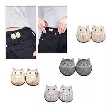 4 пары милых котов, пуговицы, утягивающие джинсы, съемные пуговицы для брюк, пряжки для талии, пуговицы для джинсов