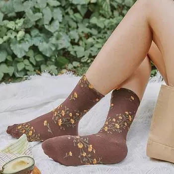 (4 пары) Модные носки с круглым вырезом Twist Flower QL14 23cm - 26cm