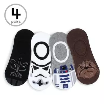 (4 пары) Мужские носки-невидимки с лицензионными персонажами Star Wars MO14 26cm - 28cm