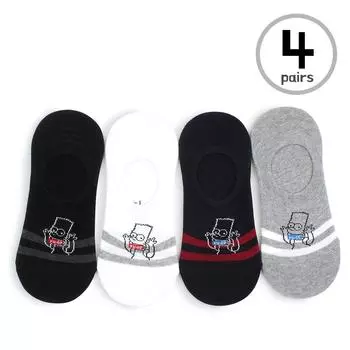 (4 пары) Мужские носки Simpsons Character Licensed Basic No Show ZE14 26cm - 28cm