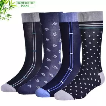 4 пары мужских носков из бамбукового волокна, высококачественные дышащие, удобные, эластичные носки для деловой повседневной одежды US(8.5-13) EU(40-46)