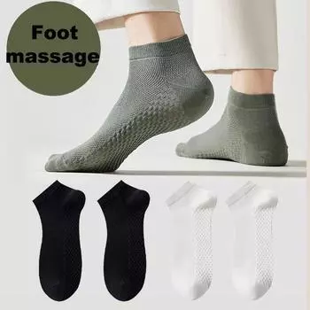 4 пары мужских носков, классические, из чистого хлопка, антибактериальные, дезодорирующие, сетчатые, впитывающие пот, массажные, короткие носки для спорта и бизнеса One Size