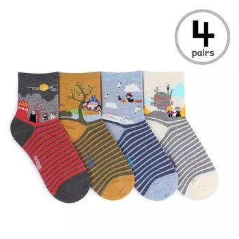 (4 пары) носки Miyazaki Totoro Crew для женщин и детей, повседневные модные модные носки с животными Monster VJ14