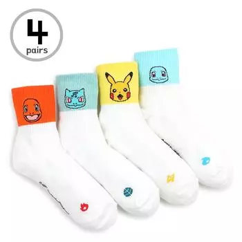 (4 пары) носки по лицензии Pokemon для девочек и мальчиков Poket Monster Pikachu Movie DQ14 23cm - 26cm