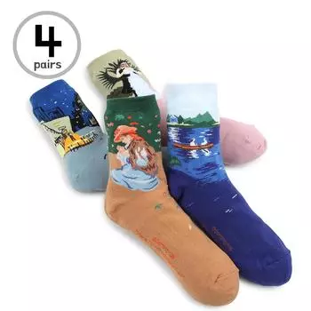 (4 пары) Носки с принтом Famous Painting Masterpiece FD14 23cm - 26cm