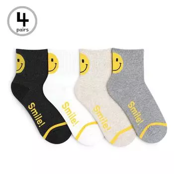 (4 пары) носки с улыбкой для женщин, девочек и мальчиков, повседневные носки Happy Sock AR14