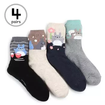 (4 пары) носки Totoro Story для женщин и девочек Studio Ghibli повседневная мода TOTORO O-DG14