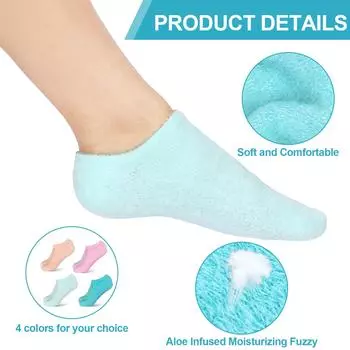 4 пары носков с алоэ, увлажняющие носки для ног, мягкие гелевые носки для сна, пушистые носки с лосьоном для ног, носки для ухода за ногами, спа-носки для пяток
