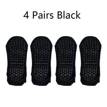 4 пары носков с нескользящими подошвами для женщин, носки для пилатеса и йоги, сетчатые дышащие короткие носки, хлопковые носки с низким вырезом для спортзала, фитнеса, танцев, спорта