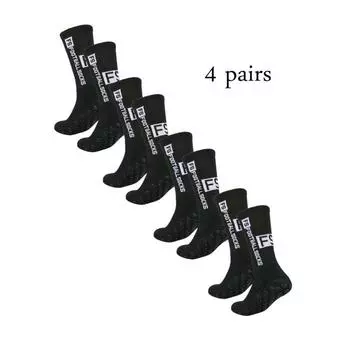 4 пары новых проклеенных футбольных носков со средней трубкой для спортивных тренировок и соревнований, нескользящие и дышащие носки темно серый