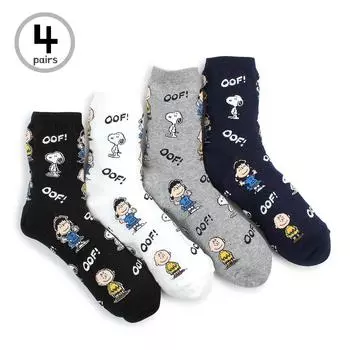 (4 пары) повседневные носки для девочек и мальчиков Peanuts Movies Snoopy Crew GD14