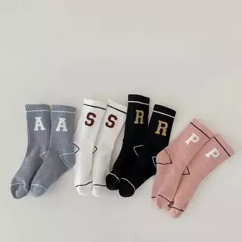4 пары простых детских носков для мальчиков и девочек, модные полосатые носки до середины икры для малышей, весенне-осенние хлопковые носки для школьников S