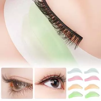 4 пары самоклеящихся силиконовых подушечек для завивки ресниц с кератином Jelly Color, многоразовые щипцы для завивки накладных ресниц Lift Shield Pad 4 pairs