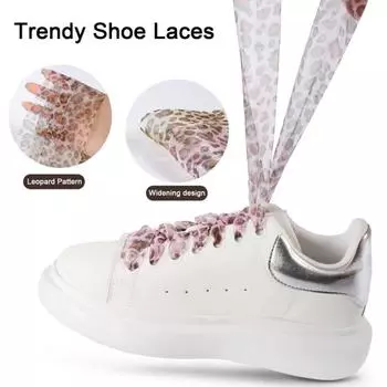 4 пары шнурков для кроссовок, балеток, кружева с леопардовым принтом 4 x 120 см, легкое крепление, надежные узлы, шнурки, аксессуары для обуви 120cm
