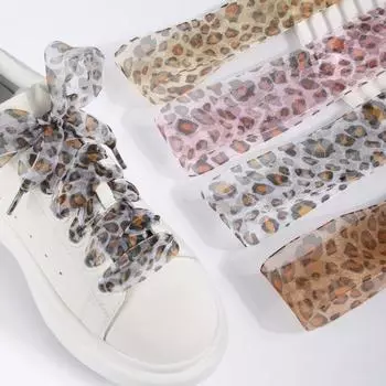 4 пары шнурков для кроссовок и балеток с леопардовым принтом, кружево 4 x 120 см