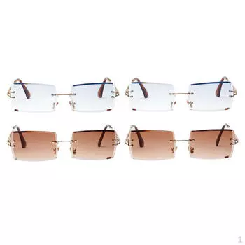 4 пары винтажных женских солнцезащитных очков без оправы с тонированными линзами