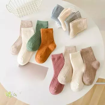 4 пары/высококачественные осенне-зимние новые детские носки однотонные Morandi Color Drawer Stripe детские носки S 1-3Years синий