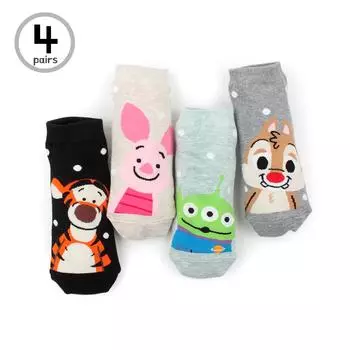 (4 пары) Женские детские носки Disney с низким вырезом в горошек с рисунком Disney OG69 22 - 25 cm