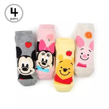 (4 пары) Женские носки Disney для детей с низким вырезом Disney Fruit Character VD14 22 - 25 cm
