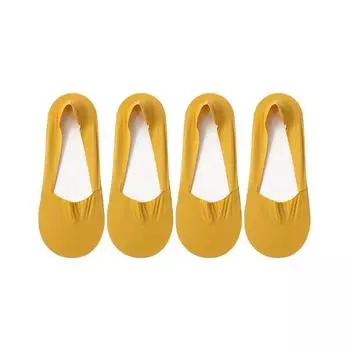 4 пары женских носков, высококачественные повседневные носки, летние тонкие хлопковые носки с нескользящей подошвой, невидимые, короткие, дышащие EU35-39