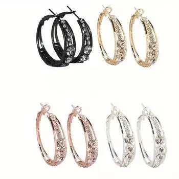 4 пары женских сережек со стразами, большие круглые серьги, модные серьги, изысканные аксессуары для вечеринок и ужинов, изысканные подарки