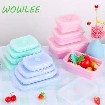 4 Pcs/1 Set Silicone Collapsible Food Storage Containers with Lids Silicone Lunch Box Bento Box BPA Free for Kitchen Pantry