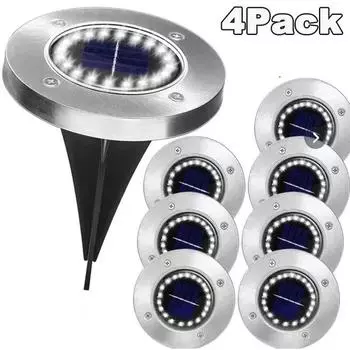 4 Pcs 8LED Solar Power Disk Light Outdoor Garden Solar Underground Light Deck Light Spotlight Buried Solar Led Lamp black белый