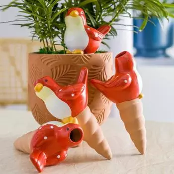 4 шт. самополивающихся шипа в форме птицы, терракотовые глиняные шары для полива растений, вставка для горшка, автоматический поливщик для сада, балкона