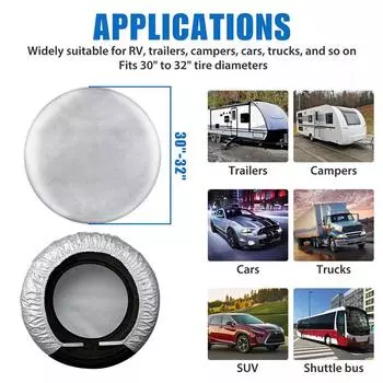 4 Pcs Car Tire Covers For RV Truck Camper Trailer Universal Vehicle Wheel Protector Car-Styling 30 -32 Tyre Storage Bag серый