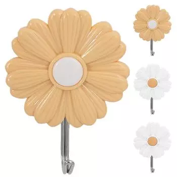 4 Pcs Daisy Sticky Hook Bathroom Hanger Kids Coat Hooks Wall Hangers Storage Decorative Picture Small Child Clothes Rack 6.80X5.00X2.00CM