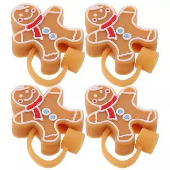 4 шт. пылезащитный колпачок рождественская соломенная многоразовая крышка для украшения вечеринки ( Конфетный человек) 4 шт. насадки для отверстий из силикагеля Shot Plug