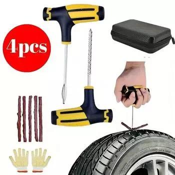 4 pcs Fixm Tire Repair Kit, Tire Repair Tools to Fix Punctures and Plug Flats Patch, Flat Tire Puncture Repair Kit for Cars