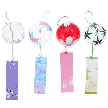 4 Pcs Glass Wind Chimes Car Decor Home Wedding Lawn Clear Decorative Bell 7X7X8CM