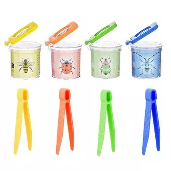 4 шт. банки для насекомых, пластиковый ловец, коробка для сбора насекомых, инструмент для исследования природы - средство просмотра образцов, подходит для садовых ловушек для насекомых разноцветный