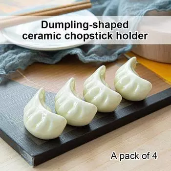 4 Pcs Japanese Style Cute Dumpling Shape Chopsticks Holder Stand Ceramic Chopstick Rack Pillow Art Craft Kitchen Tableware Tools бежевый