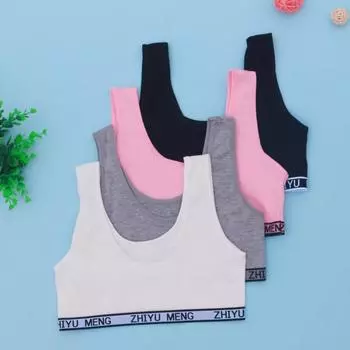 4 шт./лот детский бюстгальтер для девочек хлопковое нижнее белье для полового созревания беспроводное развивающее нижнее белье для девочек бюстгальтер детский жилет подростковая майка One Size разноцветный