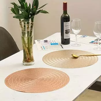 4 Pcs Non-slip Round Woven Placemat Nordic Coaster Pad Kitchen Table Mat Boho Braided Design Accessories 1PC