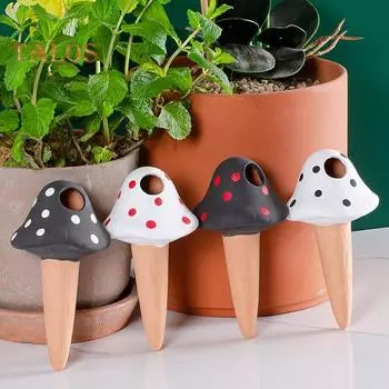 4 шт. Терракотовые шипы для полива в горошек, грибы для отпуска, самополивающиеся кашпо, шипы, автоматический поливочный аппарат с медленным высвобождением для комнатных и уличных растений 4pcs