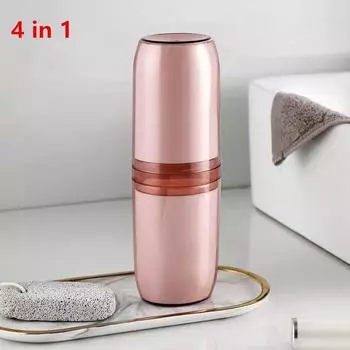 4 Pcs Travel Storage Cup Travel Portable Toothbrush Cup Home Dental Cylinder Toothbrush Storage Box Travel Home Wash Set розовый