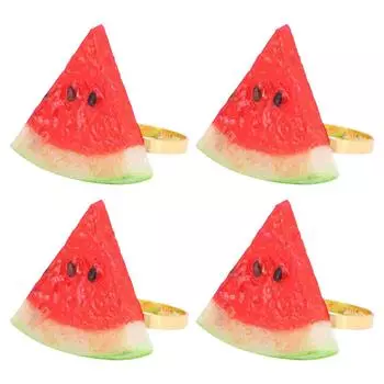 4 Pcs Watermelon Napkin Buckle Rings Festival Paper Serving Utensils Fruits Holder Dinner Buckles красный