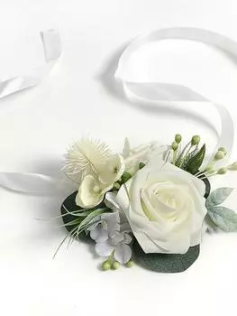 4 Pcs Wedding Wrist Flower Rose Wrist Corsage Boutonniere Set for Men Corsage Hand Flower for Bride Bridesmaid Prom Decor Groom Boutonniere шампанского