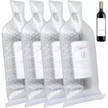 4 Pcs Wine Bottle Bags Multi-Layered Protection Wine Bottle Sleeves with Double Inner Bubble Liner Wine Bottle Protector Travel белый