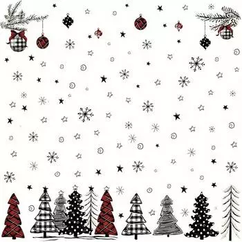 4-piece Bohemian style Christmas static stickers, Christmas tree stickers, suitable for windows, glass, smooth surfaces