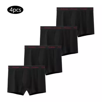 4 Piece Men s Panties Cotton Boxers For Man Underwear Elastic webbing Mens Underpants Sexy Trunks Boxershorts Calecon S чёрный