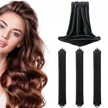 4-piece Set Heatless Hair Curlers Women Soft Hair Curlers Hair Heat Loop Styling Tools Lazy Night Soft Curler чёрный