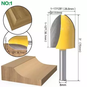 4-Piece Set Of 8Mm Handle Door Panel Milling Cutter, Cabinet Door Knife, Carving Knife, Door Panel Knife, Fancy Knife, Wardrobe Door Panel Cutter round head door knife 8mm