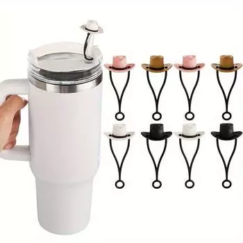 4-piece/set Silicone Cowboy Hat Straw Cover Cute and Fun Insulated Cup Straw Cover Easy To Clean, Durable and Reusable
