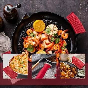 4 Piece Set Silicone Pot Handle Cover Insulation Cover Kitchen Tools Silicone Insulation Pot Anti Slip Pot Handle Cover чёрный